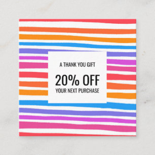 Bright Colourful Minimalist Stripes Handmade Discount Card
