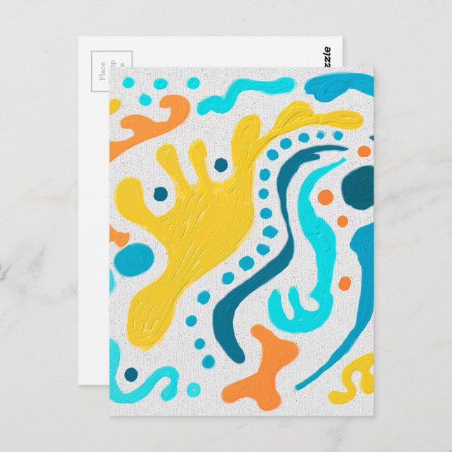 Bright Colourful Modern Abstract Swirl Postcard (Front/Back)