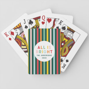 Bright colourful modern Christmas family Square St Playing Cards