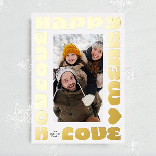 bright colourful modern christmas gold photo foil holiday card