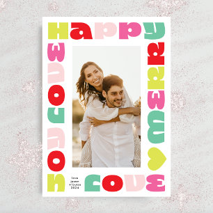 bright colourful modern   christmas photo holiday card