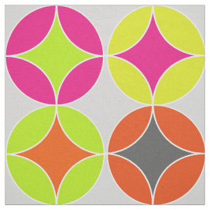 Bright Colourful Modern Circles Repeat Patterned Fabric