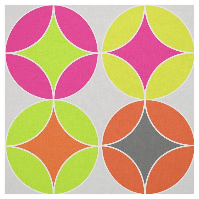 Bright Colourful Modern Circles Repeat Patterned Fabric (Swatch)