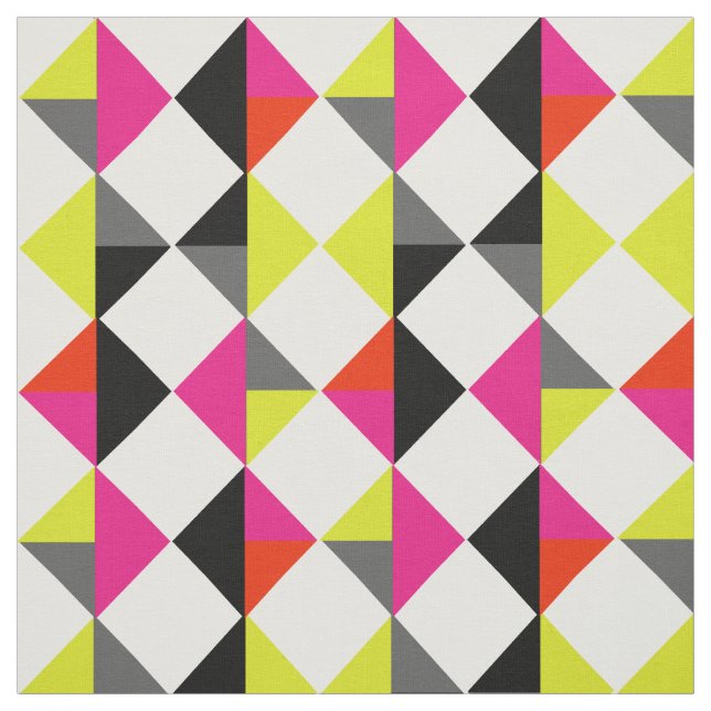 Bright Colourful Modern Geometric Diamond Patterne Fabric (Swatch)