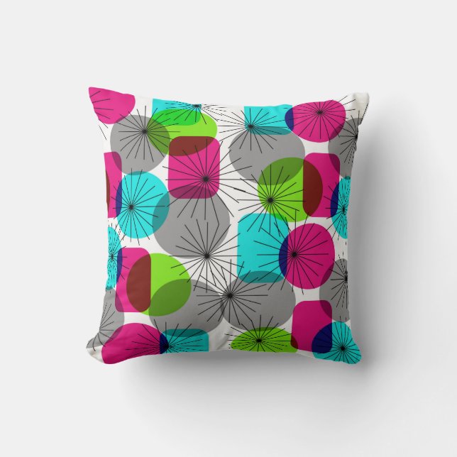 Bright Colourful Modern Geometric Pattern Cushion (Front)