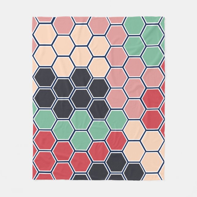 Bright Colourful Modern Hexagons Fleece Blanket (Front)