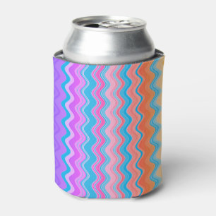 Bright Colourful Multicolored Wavy Zigzag Patten Can Cooler