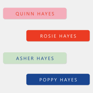 Bright Colourful Name Labels