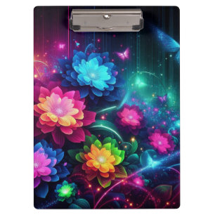 Bright, colourful neon flowers/butterflies clipboard