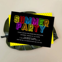 Bright & Colourful Neon Typography Summer Party