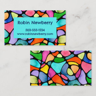 Bright Colourful Neurographic Watercolor Art Business Card
