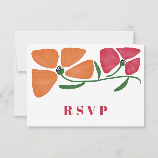 Bright & Colourful Nouveau Floral Wedding RSVP Card (Back)