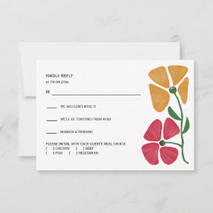 Bright & Colourful Nouveau Floral Wedding RSVP Card