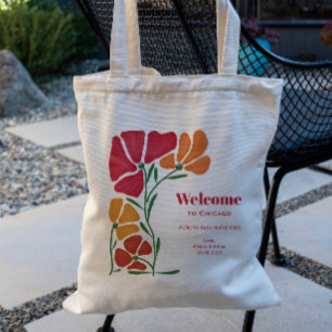 Bright & Colourful Nouveau Flower Wedding Welcome Tote Bag
