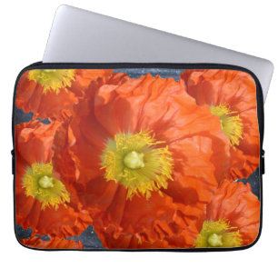 Bright Colourful Orange Tangerine Poppy Flower Laptop Sleeve