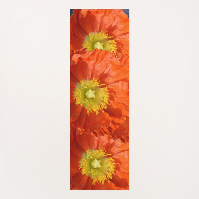 Bright Colourful Orange Tangerine Poppy Flower Yoga Mat (Front)