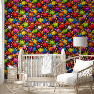 Bright colourful paint splatter wallpaper fund bol
