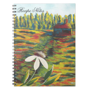 Bright Colourful Painting of Flower in Meadow Notebook