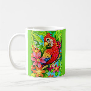 bright colourful parrot coffee mug