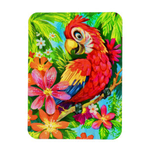 bright colourful parrot magnet