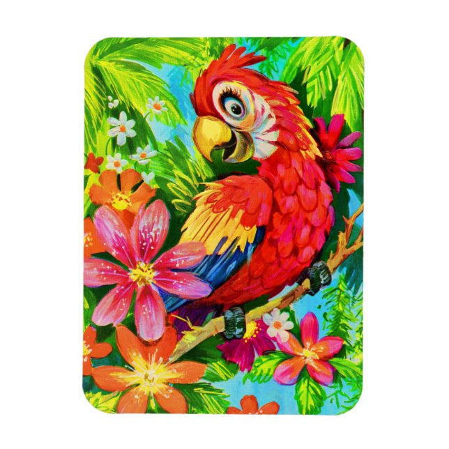 bright colourful parrot magnet (Vertical)
