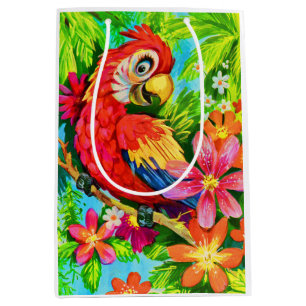 bright colourful parrot medium gift bag