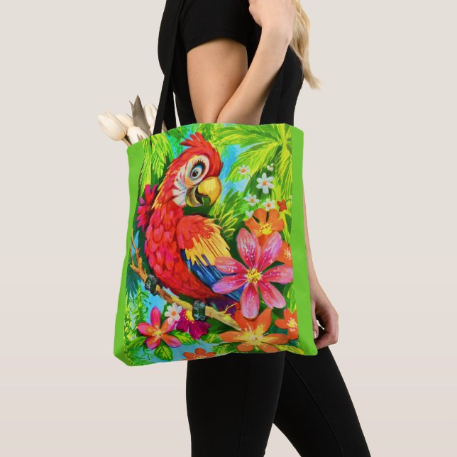 bright colourful parrot tote bag (Close Up)