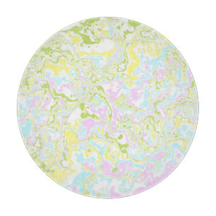 Bright Colourful Pastel Trippy Retro Boho Marble Cutting Board
