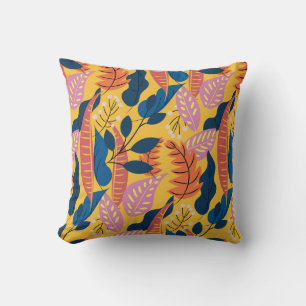 Bright colourful pattern with tropical leaves,  be cushion