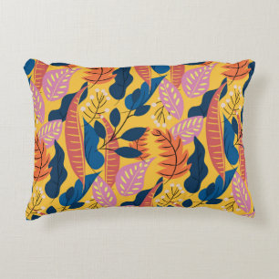 Bright colourful pattern with tropical leaves, be decorative cushion