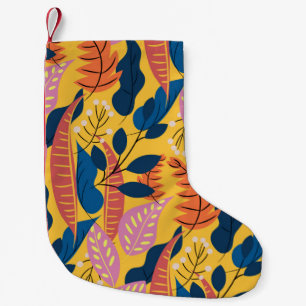 Bright colourful pattern with tropical leaves, be small christmas stocking