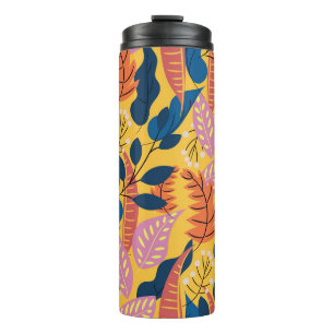 Bright colourful pattern with tropical leaves, be thermal tumbler