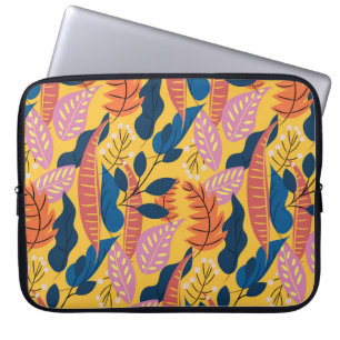 Bright colourful pattern with tropical leaves,berr laptop sleeve