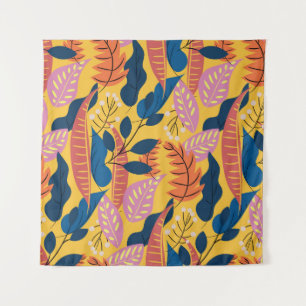 Bright colourful pattern with tropical leaves,berr tapestry