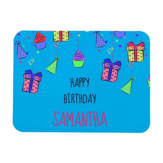 Bright & Colourful – Personalised Happy Birthday Magnet (Horizontal)