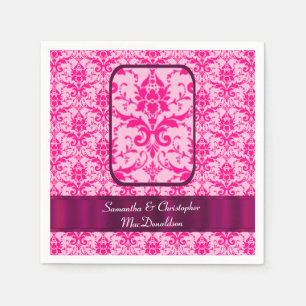 Bright colourful Pink wedding damask pattern Napkin