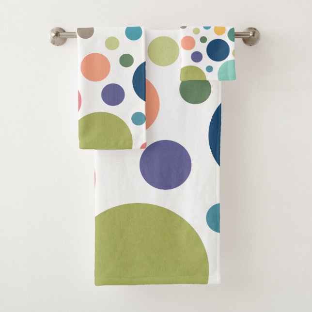 Bright Colourful Polka Dots Bath Towel Set (Insitu)