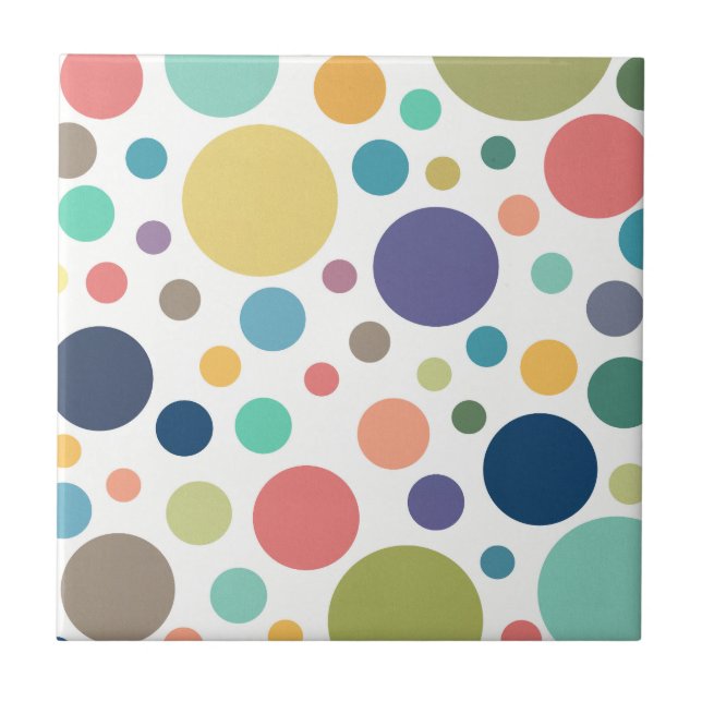 Bright Colourful Polka Dots Ceramic Tile (Front)
