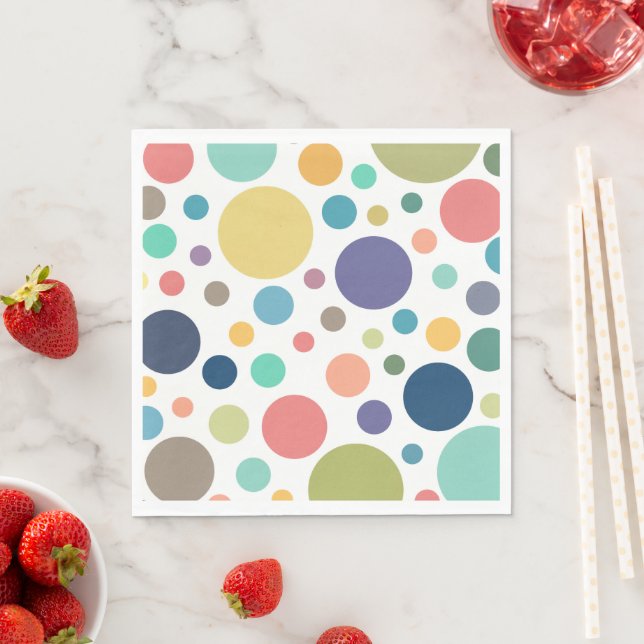 Bright Colourful Polka Dots Napkin (Insitu)