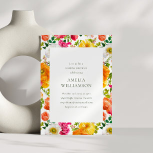 Bright Colourful Poppies Floral Bloom Bridal Showe Invitation