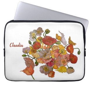 bright colourful poppy watercolour laptop sleeve