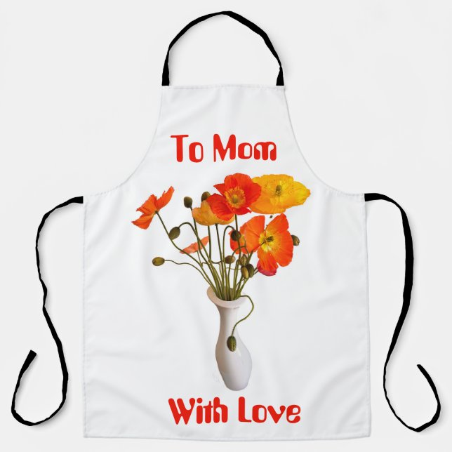 Bright colourful poppy with message apron (Front)