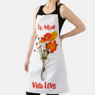 Bright colourful poppy with message apron