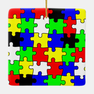 Bright & Colourful Puzzle Pieces Ceramic Tree Decoration