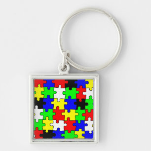 Bright & Colourful Puzzle Pieces Key Ring
