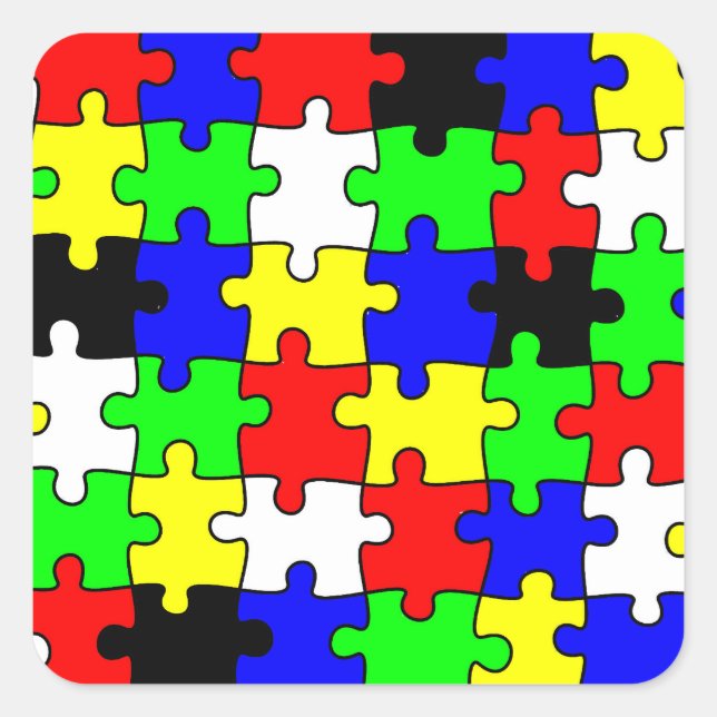 Bright & Colourful Puzzle Pieces Square Sticker (Front)