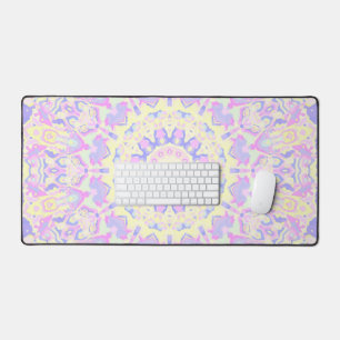 Bright Colourful Quirky Boho Hippie Pastel Mandala Desk Mat