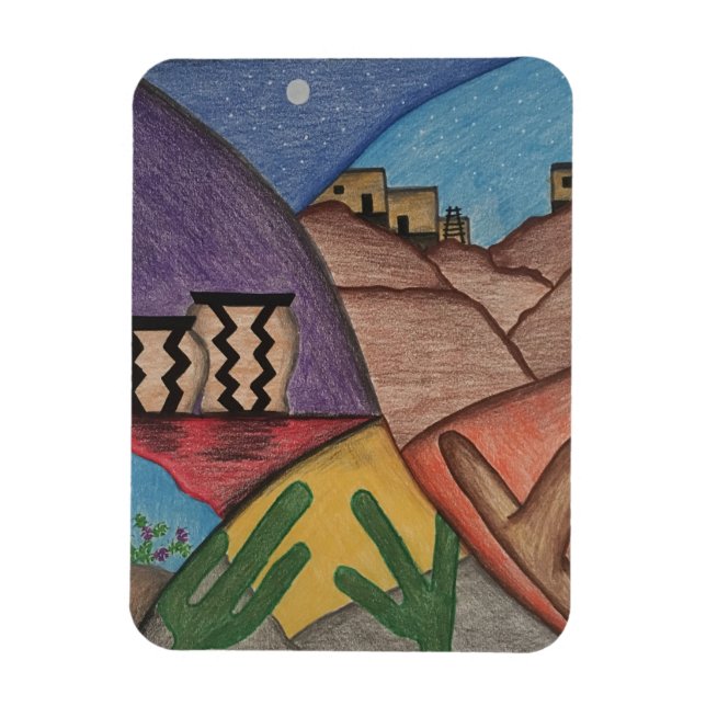 Bright Colourful Rainbow Arizona Folk Art Magnet (Vertical)