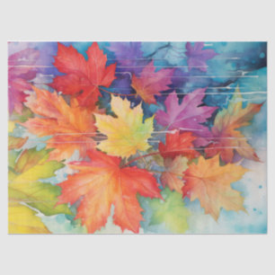 Bright, Colourful Rainbow Autumn Leaves Decoupage Tissue Paper