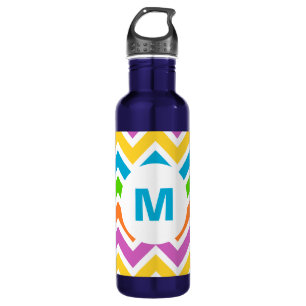 Bright Colourful Rainbow Chevron Monogram 710 Ml Water Bottle